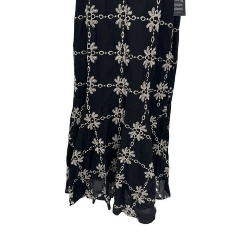 Tuckernuck NEW Black Eyelet Lewis Puff Sleeve Embroidered Maxi Dress Size M - Picture 6 of 11